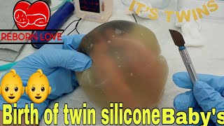 Birth Of Miniature Twin Silicone babys in womb  Reborn Love [upl. by Hctud]