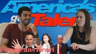 Europeans React to Americas Got Talent ft Demian Aditya Celine Tam amp Singing Trump [upl. by Ahserak]