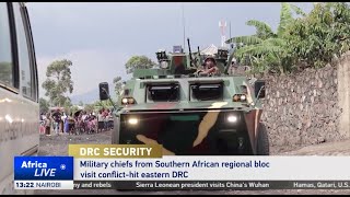 Military chiefs from Southern African regional bloc visit eastern DRC [upl. by Aihsemat887]