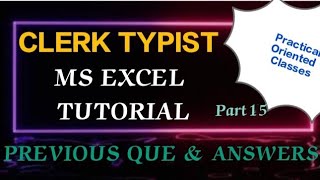 CLERK TYPIST  MS EXCEL PREVIOUS QUE amp ANSWERS clerktypist typist pyq msexcel tutorial pyqans [upl. by Voletta971]