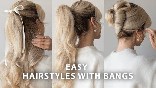 Easy Hairstyles with Curtain Bangs ❤️ Best ClipIn Bangs for Short Medium amp Long Hair [upl. by Endaira]