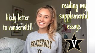 Reading The Essays That Got Me Accepted To Vanderbilt  a Likely Letter  Tips for Supplementals [upl. by Adnac]