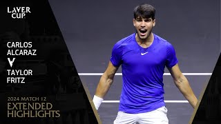 Carlos Alcaraz v Taylor Fritz Extended Highlights  Laver Cup 2024 Match 12 [upl. by Lauder507]