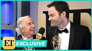 Watch Bill Hader Adorably Crash Henry Winklers Backstage Interview Exclusive [upl. by Ulrikaumeko]