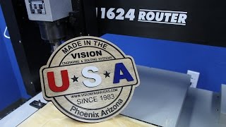 1624R CNC Router making a Wood Sign with PVC Plastic Inlays [upl. by Adne]