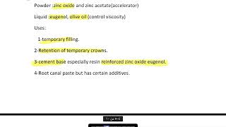 لكجر 14  المجموعة الثانية   A  zinc oxide eugenol cement [upl. by Kcoj467]