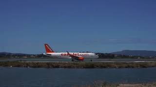 Easyjet plane taking off from Corfu  As seen from Kanoni [upl. by Atinek]