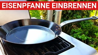 ♨️ GRILLBLITZ Eisenpfanne einbrennen  perfekt Erster Gebrauch Gusspfanne geschmiedete Pfanne [upl. by Eiramnna]