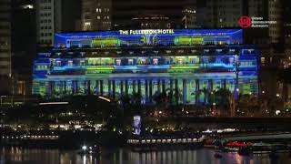 Singapore New Year 2019 Fullerton Hotel with Times Square Countdown Sound Effect [upl. by Lebazi]