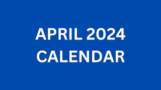 April 2024 Calendar with Holidays in USA India UK Australia Canada [upl. by Wright]