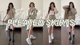 how to style pleated skirts  outfit ideas with pleated skirts  trendy outfit ideas for spring 2021 [upl. by Nelia]