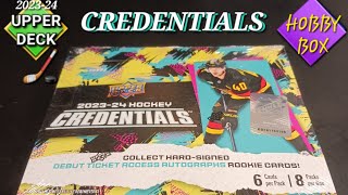 ONE MORE TIME 202324 UPPER DECK CREDENTIALS HOCKEY HOBBY BOX BREAK 🧿 LOOKING FOR ANOTHER CASE HIT [upl. by Jenni606]