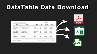 Data Table Export Table Data in PDF Excel CSV  DataTable JS Download Table Data [upl. by Ikik]