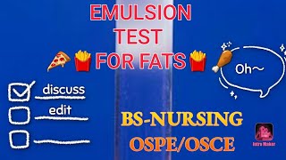 EMULSION TEST FOR LIPIDSOSPEOSCEBSNURSINGKMUBIOCHEMISTRY [upl. by Braeunig]