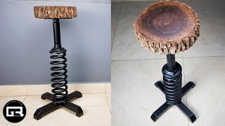 FABRICADO con CHATARRA TABURETE HIERRO y MADERA  STOOL DIY [upl. by Recha591]