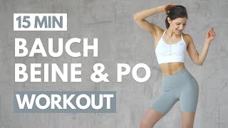 Bauch Beine Po Workout  15 MIN effektive Übungen für Zuhause  Tina Halder [upl. by Ataeb272]