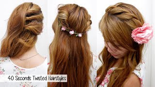 40 Seconds Twisted Hairstyles TIMED l Quick Cute amp Easy BacktoSchool Hair Tutorial [upl. by Yam62]