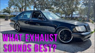 W140 s500 exhaust mods and sounds resonator cat delete straight pipe amp Magna Flow [upl. by Audris]