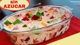 ENSALADA de GELATINA con FRUTAS 🍒 postre con ingredientes para 24 vasitos 🍒 POSTRES sin AZÚCAR [upl. by Alberto]