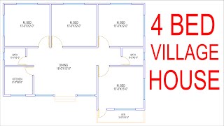 HOUSE PLAN DESIGN  EP 60  1000 SQUARE FEET 4 BEDROOMS HOUSE PLAN  LAYOUT PLAN [upl. by Most266]