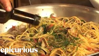 Chef Mario Batali Shows How to Make Linguine with Clams  Epicurious [upl. by Kemppe]