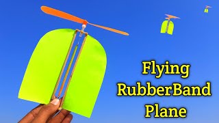 How to make Rubber band Propeller plane  how to make paper helicopter  how to make airplane [upl. by Adnimra]