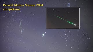 Perseid Meteor Shower 2024  compilation Perseids with Aurora Borealis and MarsJupiter Conjunction [upl. by Nancee]