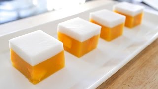 Mango Coconut Jelly Agar Agar Recipe วุ้นมะม่วง  Hot Thai Kitchen [upl. by Roger]