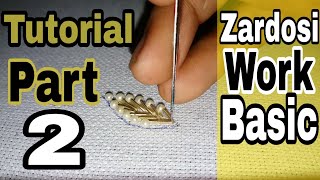 Zardosi work for beginners  Hand Embroidery  Zardosi  Part 2 [upl. by Ahsitil]