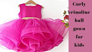 How to Cut And Sew Curly CRINOLINE Ball GownHow To Attach Crinoline To Tulle For Girls Ball Dress [upl. by Eveleen]