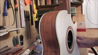 Florentine Cutaway 9 Carving the neck amp glue on the fretboard [upl. by Anihsit]