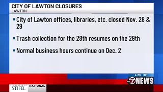 City of Lawton announces Thanksgiving closures [upl. by Cardew546]