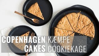 KÆMPE COOKIEKAGE  Sådan bages en cookie så stor som en kage  Copenhagen Cakes [upl. by Nay]