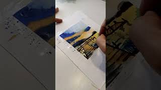 Drawing with Poster Colourmoonlight scenery drawing short [upl. by Giulio489]