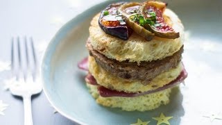 Millefeuille brioché de terrine de canard confit doignon et figues fraîches rôties [upl. by Eniamrahs]