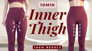 10min Inner Thighs Burn  Get Thigh Gap in 2 weeks  No Jumping 100 Result [upl. by Ahsinik]