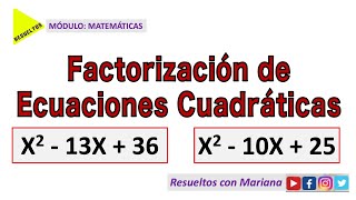 FUNCIONES CUADRÁTICAS  FACTORIZACIÓN sin RESOLVENTE o BHASKARA 💥 xˆ2  13x  36 💥 xˆ2  10x  25 [upl. by Tye]