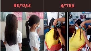 Young Asian teenager long hair cut short haircut ladieshaircut pixiecut longtoshort hair [upl. by Akenor]