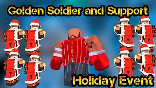 Golden Soldier and Support Holiday Event Roblox Tower Defense Simulator [upl. by Llerraf]