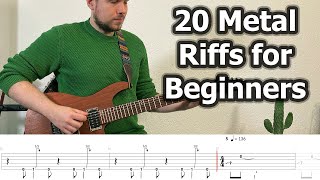 20 Metal Guitar Riffs for Beginners with Tabs [upl. by Kaylee]