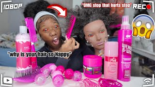 Doing my Ghetto Mannequin Hair Only using PINK Products [upl. by Odlonyer]