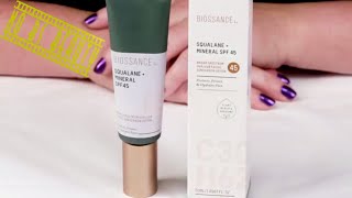 BIOSSANCE Squalane  Mineral SPF 45 Review and Swatch Sunscreen Week 2018 [upl. by Adla]