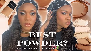 Hourglass vs Charlotte Tilbury  Comparing these two pressed powders to see which one I prefer most [upl. by Yenhpad915]