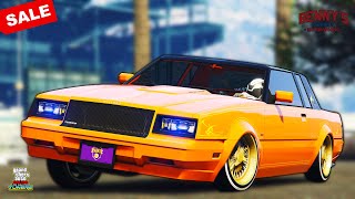 Faction Custom Bennys Lowrider Build amp Review  GTA V Online  Buick Regal  Hydraulics  SALE [upl. by Emmye650]