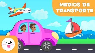 Los medios de transporte para niños  Transportes terrestres acuáticos y aéreos [upl. by Haseefan430]