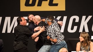 Kevin Lee punches Michael Chiesa at UFC Press Conference [upl. by Enyawal596]