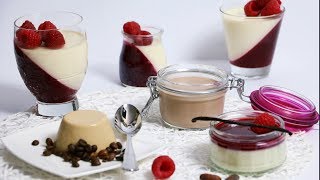 Panna cotta Grundrezept und Variationen  klassisch schokoladig mit Kaffee  Panna cotta recipe [upl. by Subak]