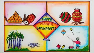 Makar Sankranti Drawing Easy Step  How to Draw Makar Sankranti Drawing  Makar Sankranti Drawing [upl. by Nicky65]