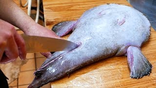 Japanese Street Food  MONKFISH ANGLER FISH Sashimi Okinawa Seafood Japan [upl. by Akilat986]