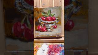 Вишни в вазочке🍒 art painting artist живопись художник oilpainting realism мкдляначинающих [upl. by Rehpotsirhc12]